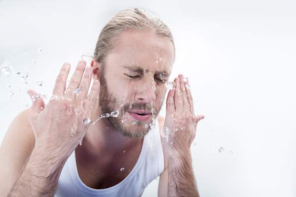 Man washing face