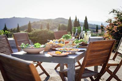 Mediterranean food spread.