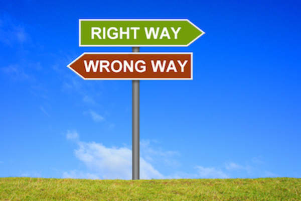 right way and wrong way signs