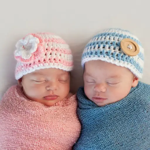 Newborn twin girl and boy.