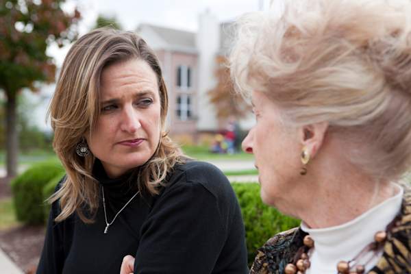 Mother and daughter talking about health