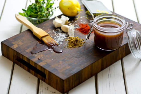 Lemon spices and garlic for marinade