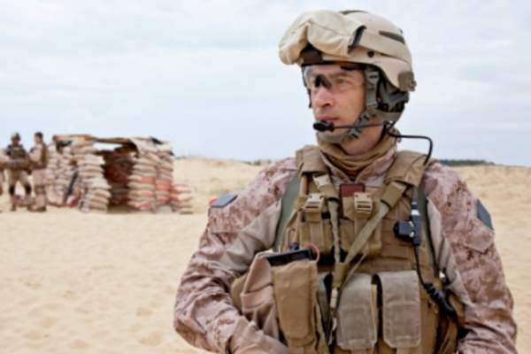 Desert equipped soldier