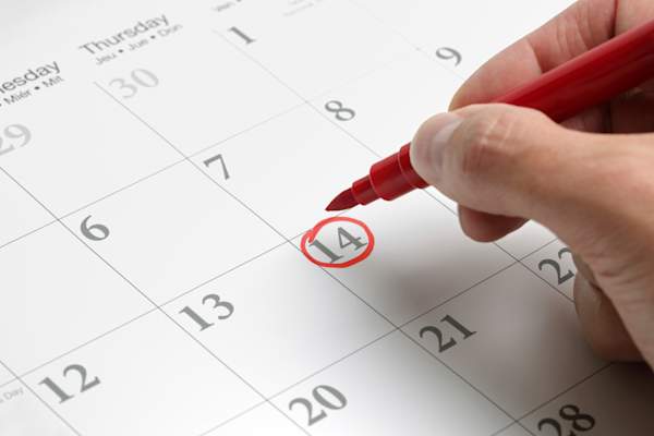 Date circled on a calendar.