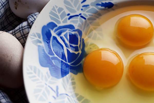 Raw eggs ready to be scrabbled