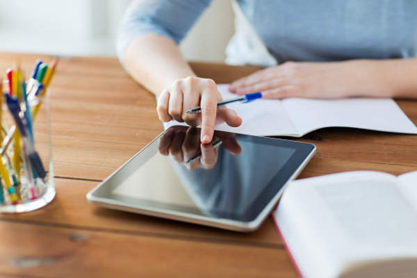 College student using iPad