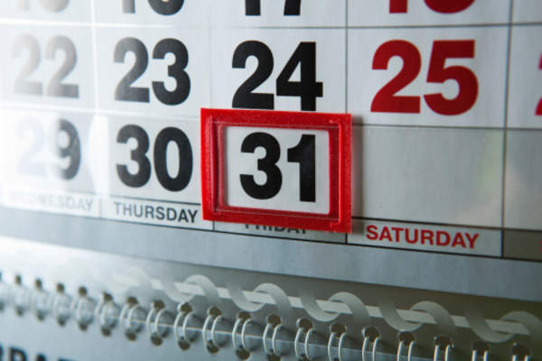 Marked large wall calendar.