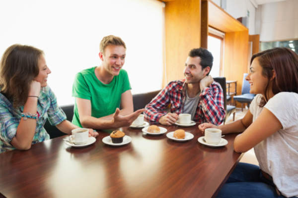 Meeting with friends to break from studying