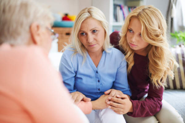 Adult daughters supporting elderly father who is depressed.