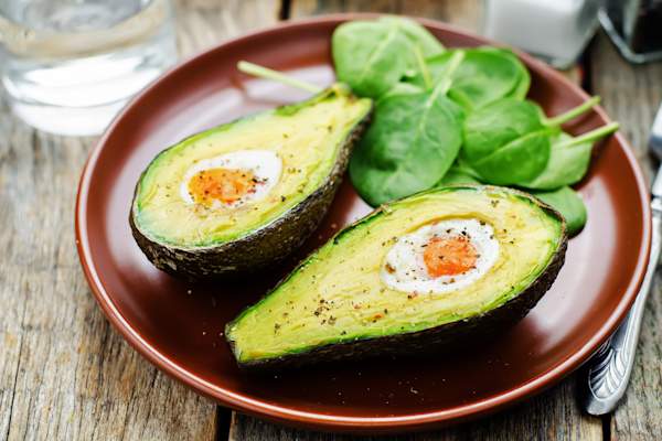 Avocado with poached egg