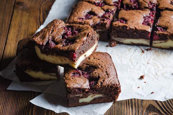 Brownies with fruit.