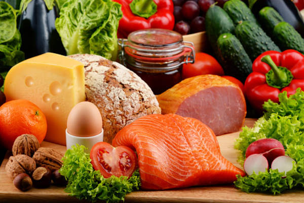 Assorted healthy foods.