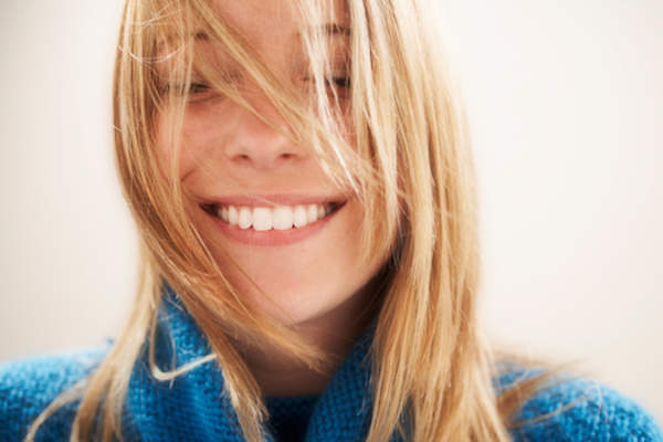 Young woman, eyes closed portrait