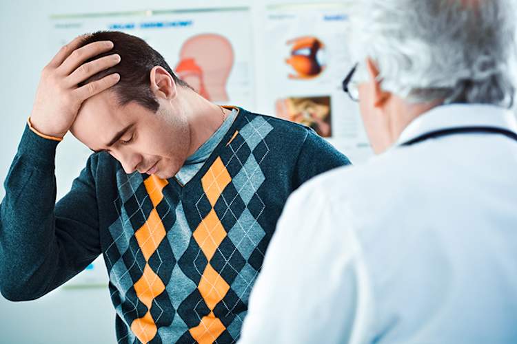 Man distressed by a multiple sclerosis diagnosis.