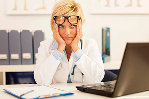 Doctor rolling her eyes.