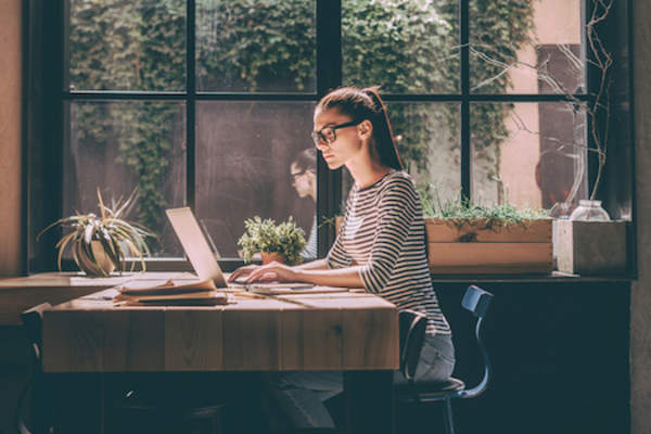 Woman being her productive best.