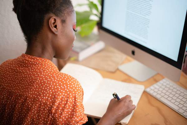 woman studying