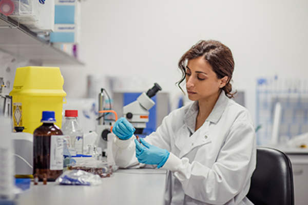 Doctor analyzing a genetic test.