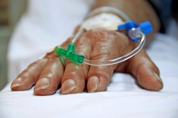 Patient getting a stem cell transplant.