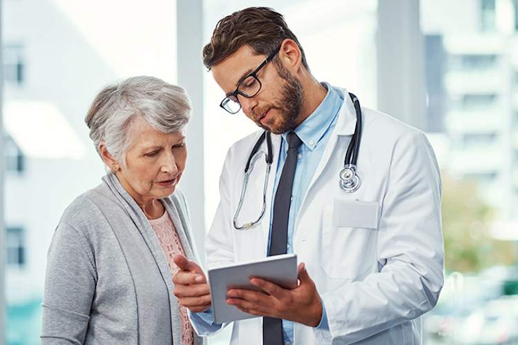 Doctor explaining information to a patient.