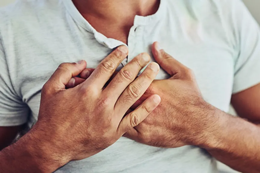 Man with chest pain.