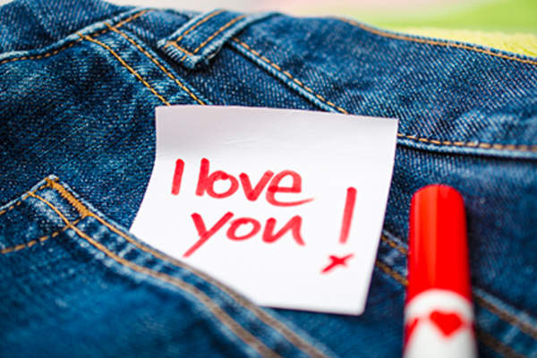 Love note in jeans pocket.