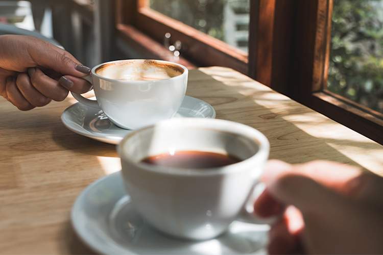 Coffee cups on counter.