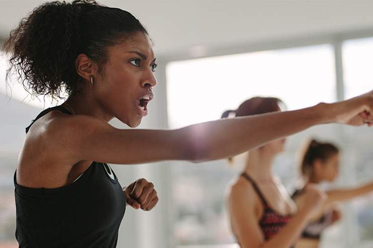 High-intensity interval training exercise class.