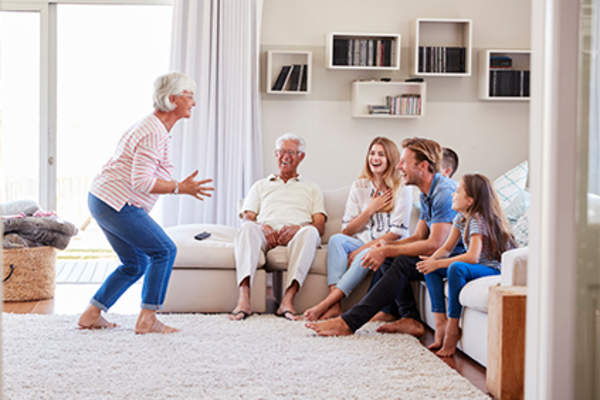 Family playing charades.