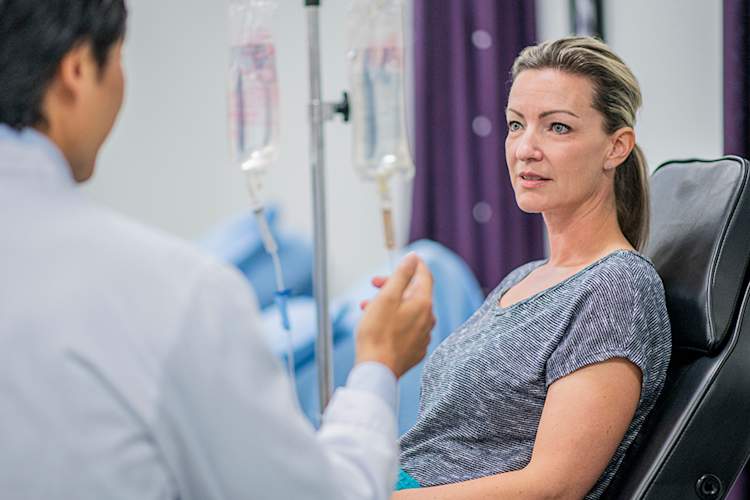 Patient listening to doctor