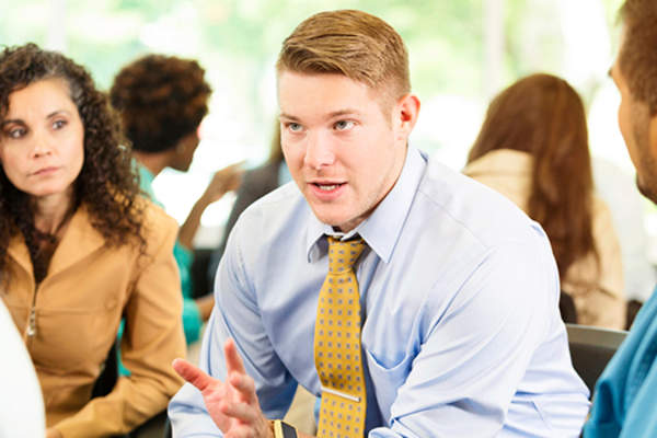 assertive man at work image