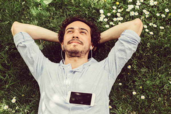 man listening to music