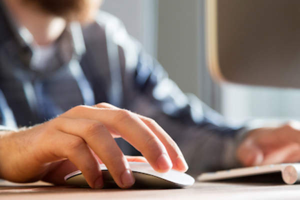Man logging into group.