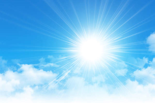 Bright sun in sky.