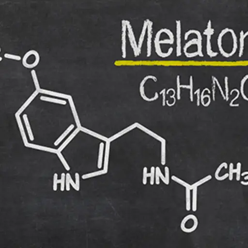 Blackboard with the chemical formula for melatonin.
