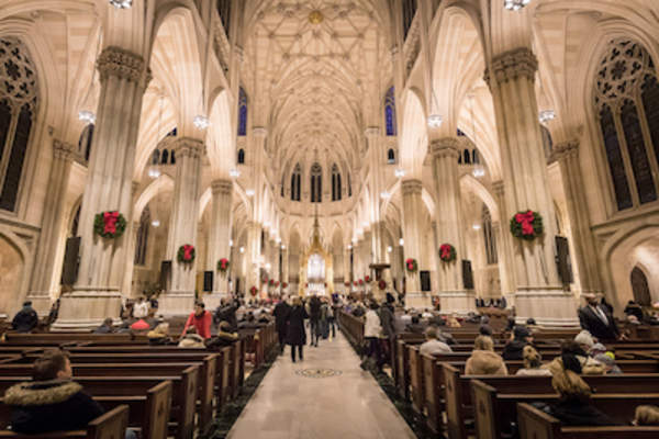 Catholic church at Christmas.