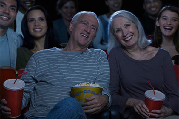 Senior couple at the movies.