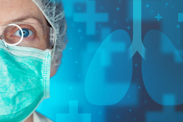 Respiratory research concept; Doctor and lung image.