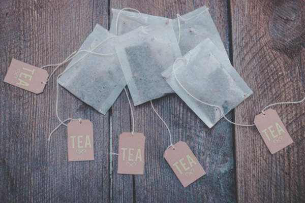 Tea bags on wood table