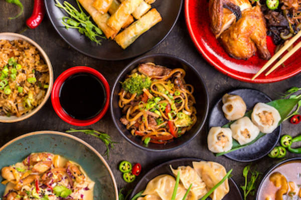Full spread of chinese cuisine.