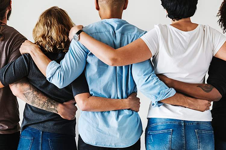 Group of friends supporting one another.