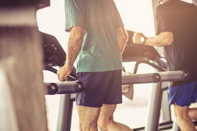 Running on treadmill at gym