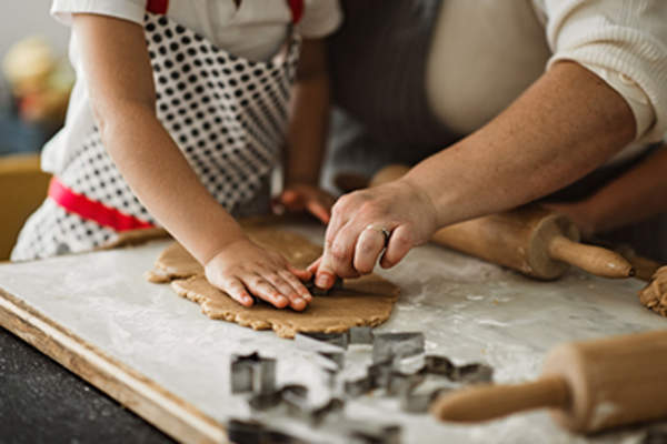 Baking holiday cookies.