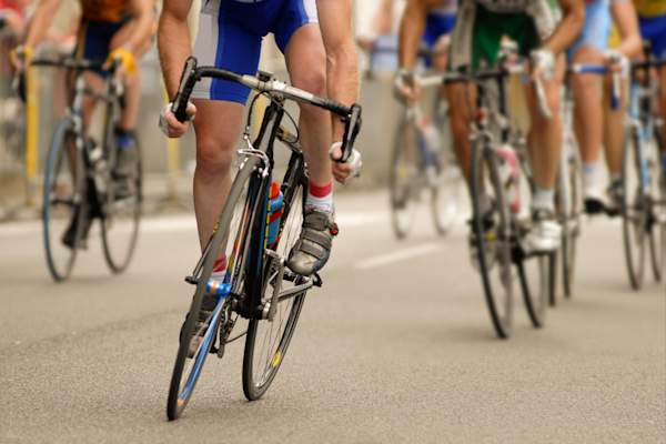 Cyclists compete in a race.
