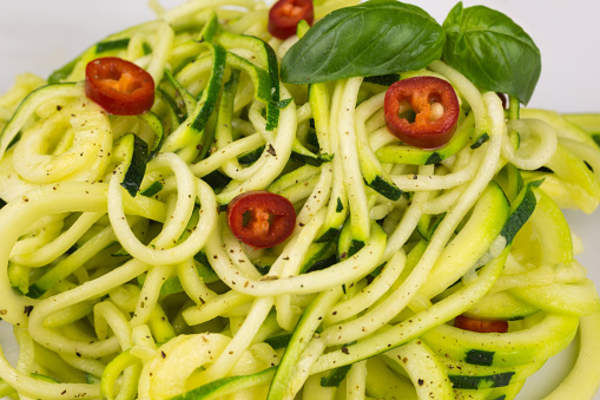 Zucchini noodles and vegetables.