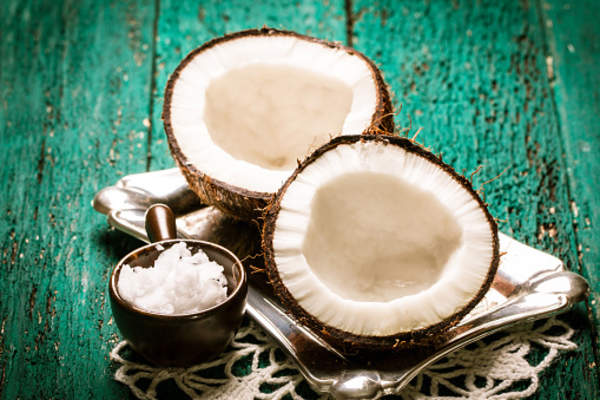 Cut fresh coconut.