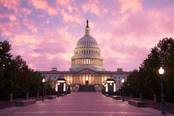 Capitol Hill at dusk.