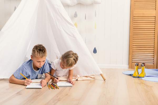 Little children spending time together