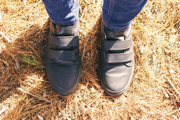 Velcro shoes.