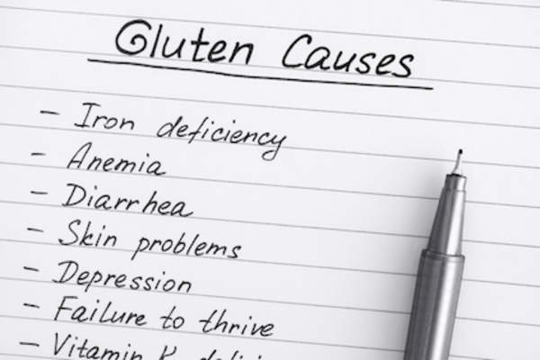 Gluten causes written out list